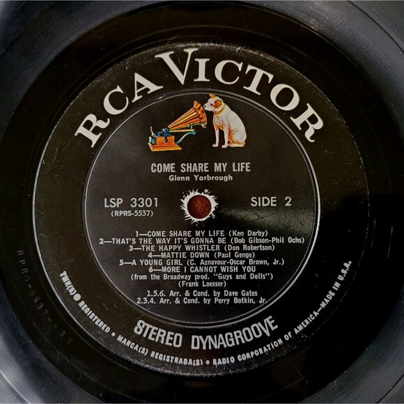 Glenn Yarbrough LP Come Share My Life on RCA Victor VG+/VG- Pop Easy - Picture 4 of 4